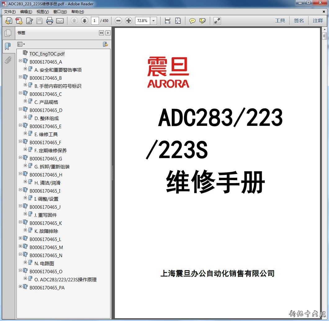 震旦 AURORA ADC283 ADC223 ADC223S 复印机中文维修手册.jpg